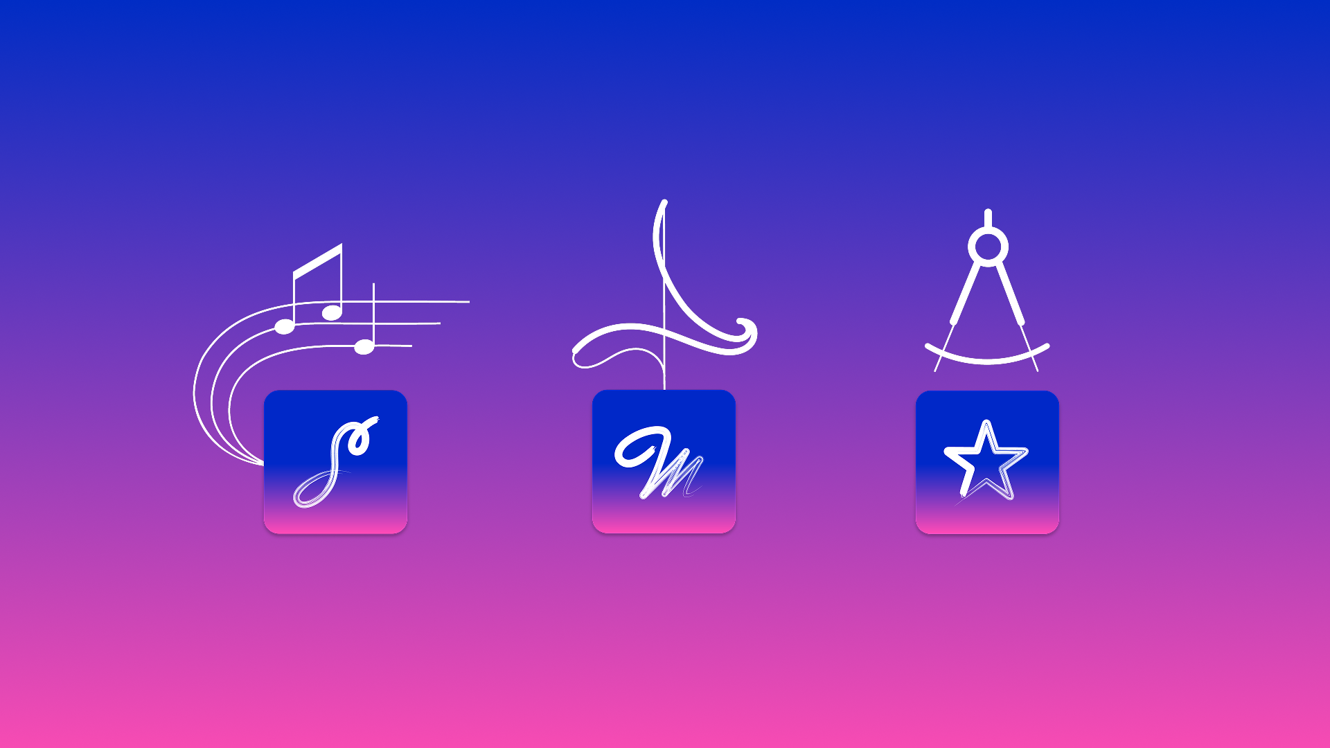 Three Monetate product icons against a pink-and-purple gradient
