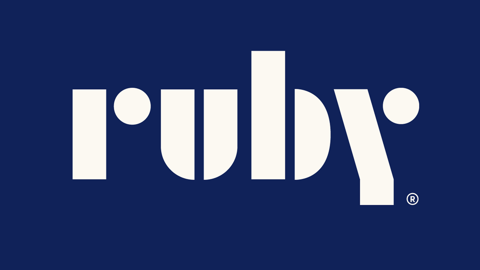 Cream Ruby wordmark against a navy background